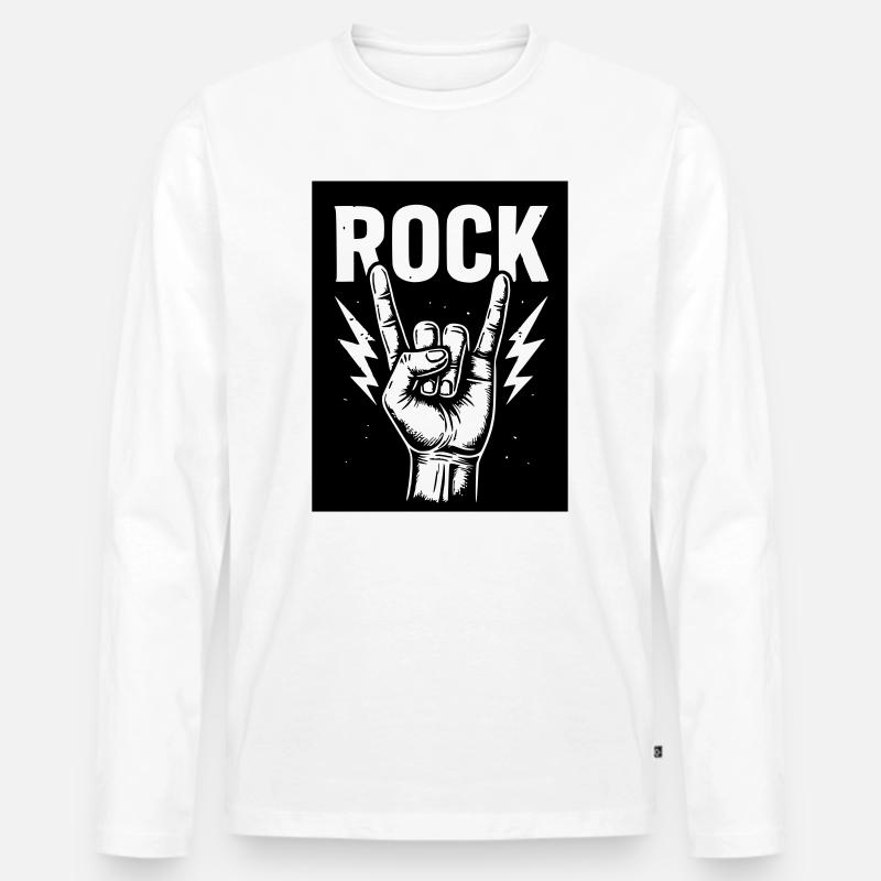 Rock on - Männer Premium Bio Langarmshirt - Weiß