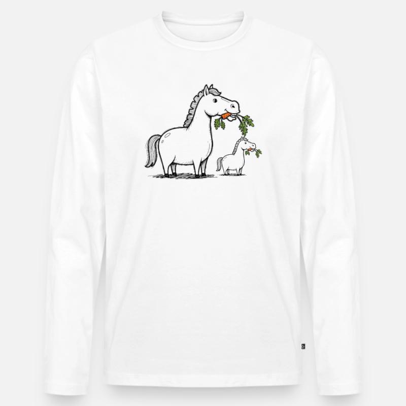 Lachendes Pferd - Männer Premium Bio Langarmshirt - Weiß