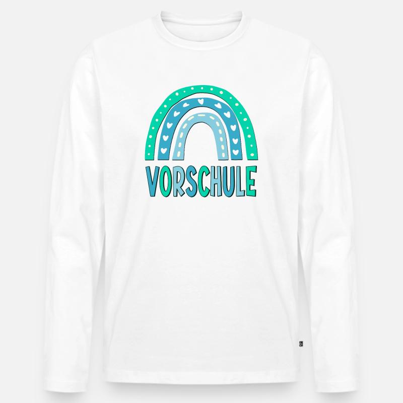 VORSCHULE VORSCHULKIND REGENBOGEN - Männer Premium Bio Langarmshirt - Weiß