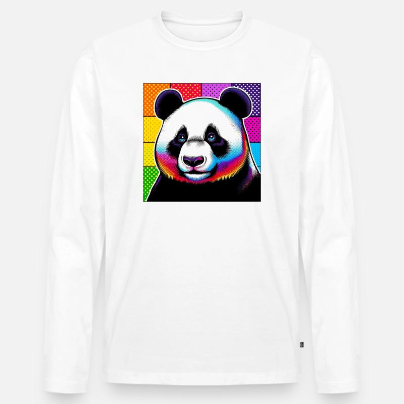 Panda - Männer Premium Bio Langarmshirt - Weiß