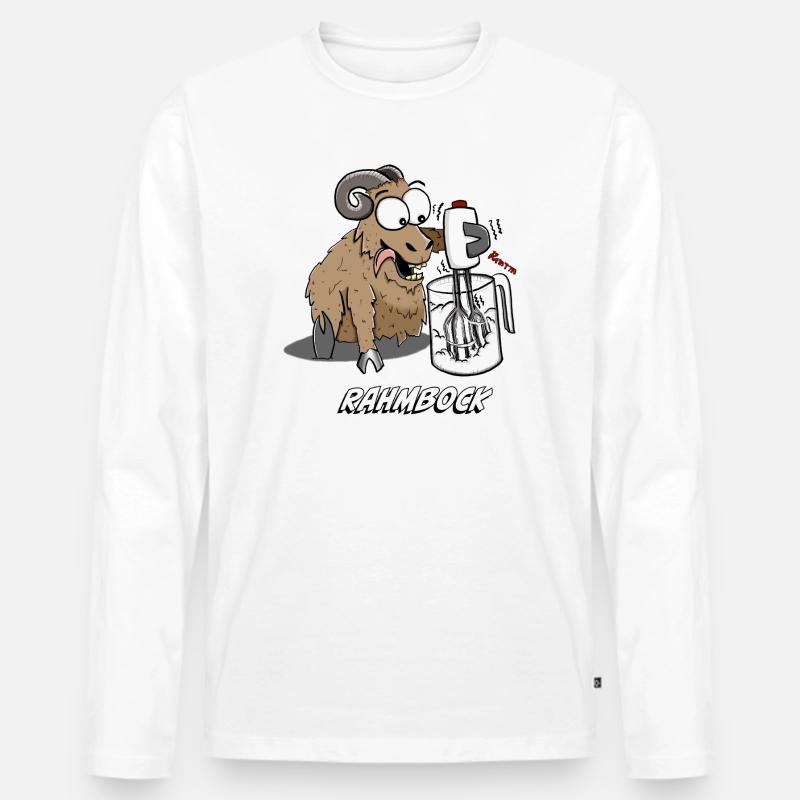 Humorvoller Bock mit Küchenmixer - Männer Premium Bio Langarmshirt - Weiß