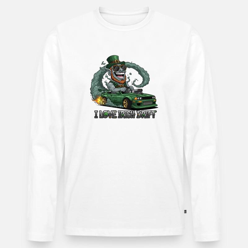 St. Patrick's Day Stunt Drift Design - Männer Premium Bio Langarmshirt - Weiß