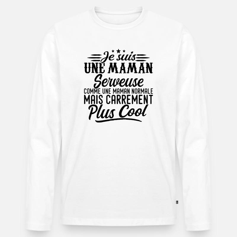 Kellnerin-Mutter: Normal, aber krasser - Männer Premium Bio Langarmshirt - Weiß