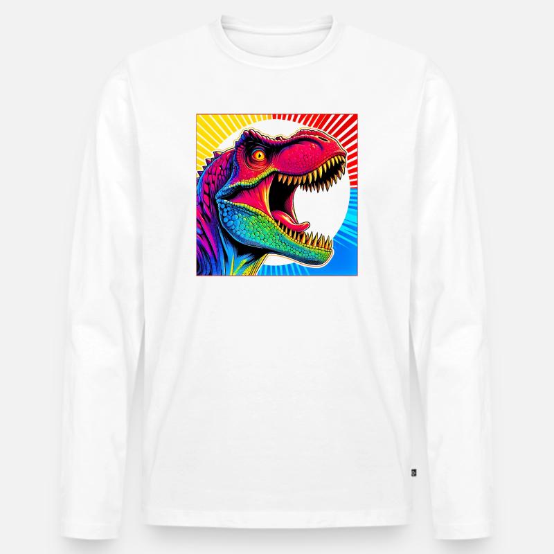 Dinosaurier - Männer Premium Bio Langarmshirt - Weiß
