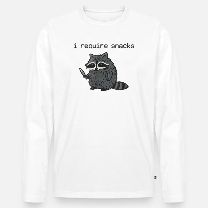 Lustig, Maskierter Waschbär, Mit, Messer - Männer Premium Bio Langarmshirt - Weiß