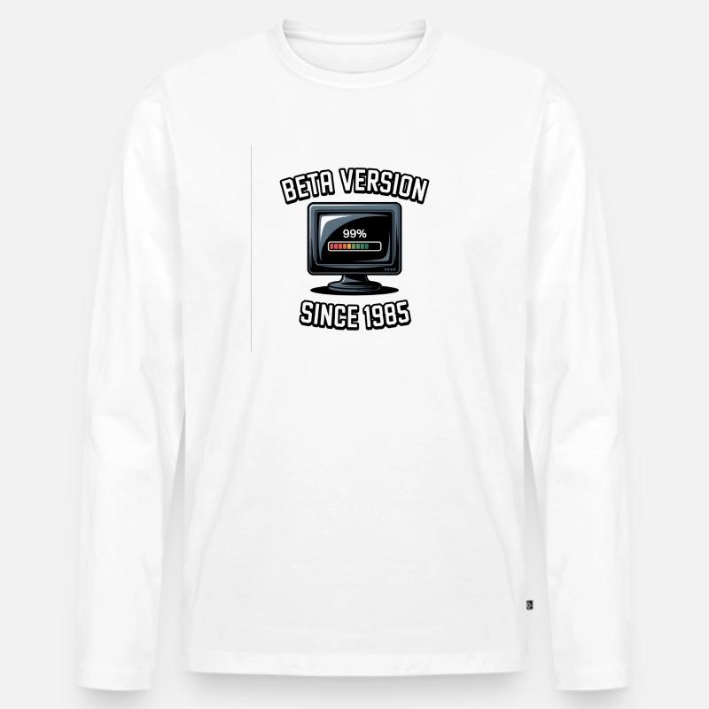 Retro Computer Fortschritt Design - Männer Premium Bio Langarmshirt - Weiß