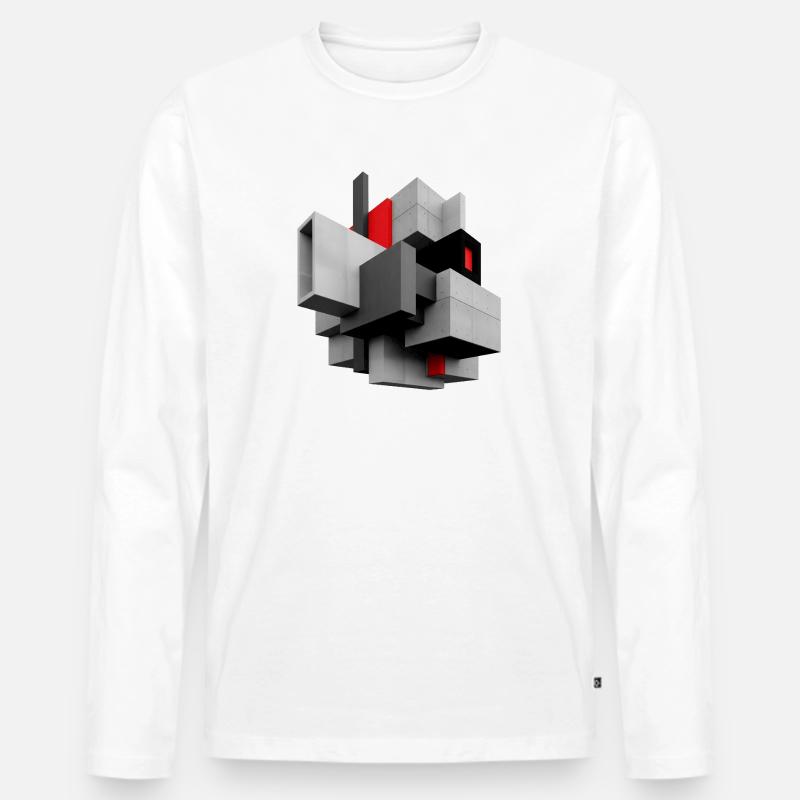 Cube - Männer Premium Bio Langarmshirt - Weiß