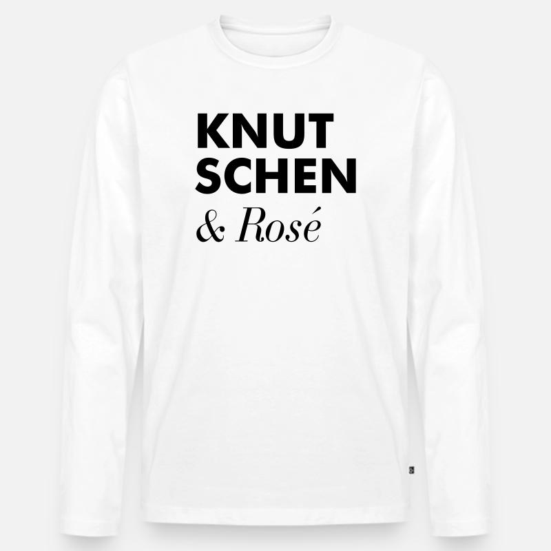 Knutschen Rosé Sommer Tshirt - Männer Premium Bio Langarmshirt - Weiß