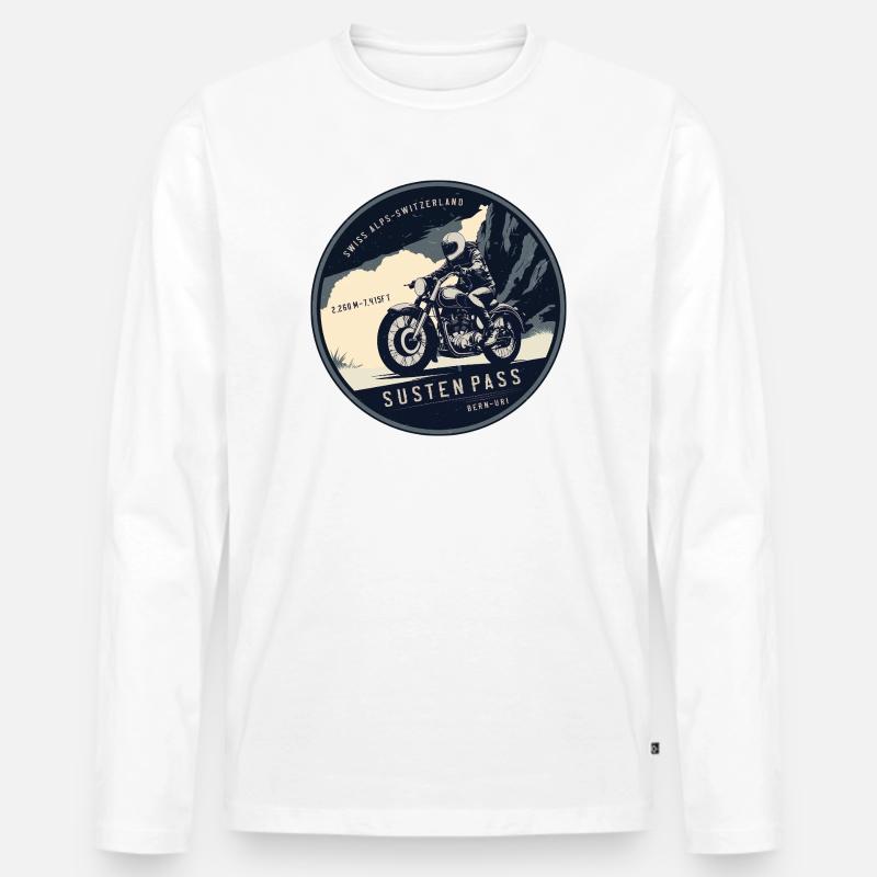 Susten Pass, Schweizer Alpen , Schweiz - Männer Premium Bio Langarmshirt - Weiß