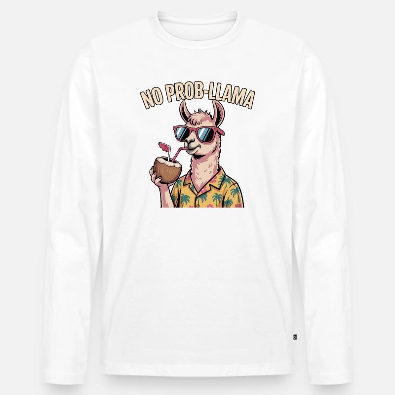 Kein Problem, ein lustiges Lama - Männer Premium Bio Langarmshirt - Weiß