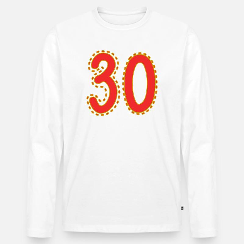 Nummer 30 auf farbigem Blattpapier - Männer Premium Bio Langarmshirt - Weiß
