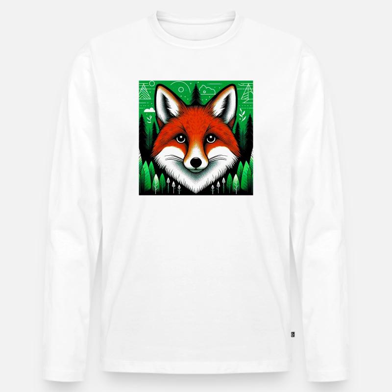 Fuchs - Männer Premium Bio Langarmshirt - Weiß