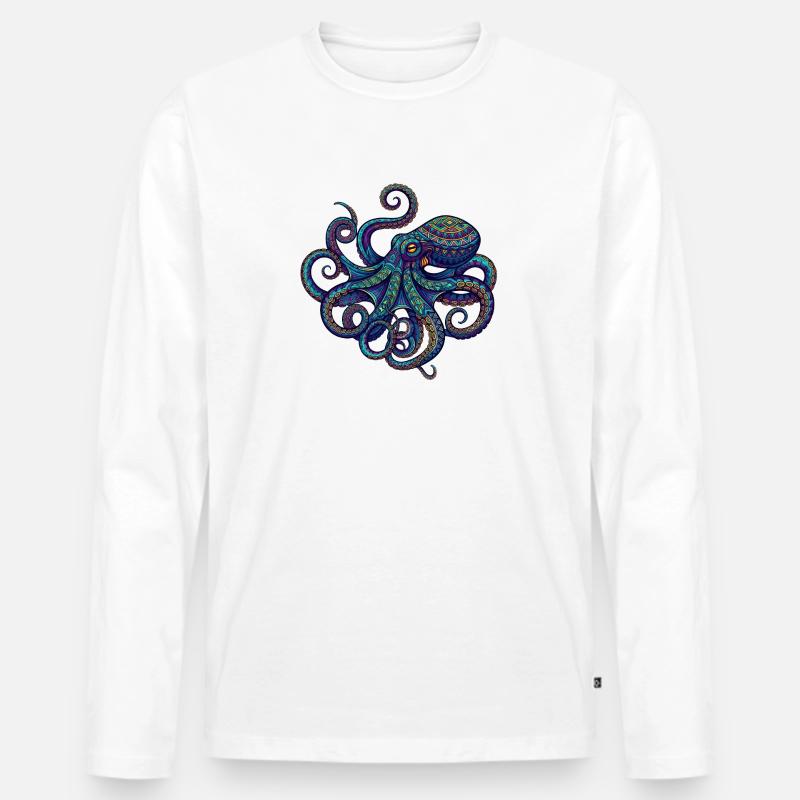 Octopus - Männer Premium Bio Langarmshirt - Weiß