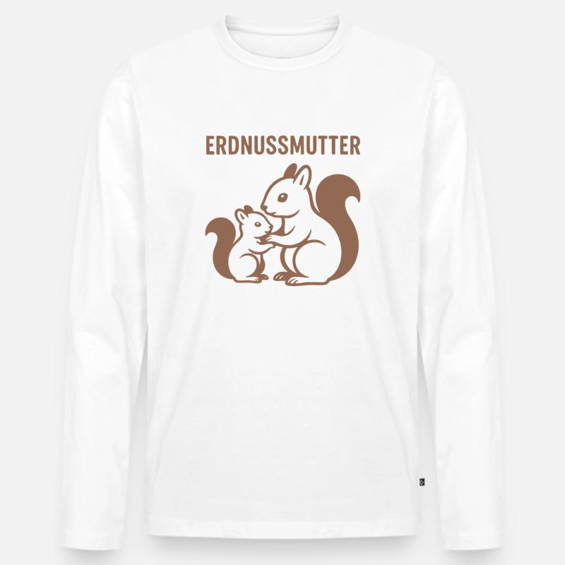 Erdnussmutter mit Eichhörnchenmotiv - Männer Premium Bio Langarmshirt - Weiß