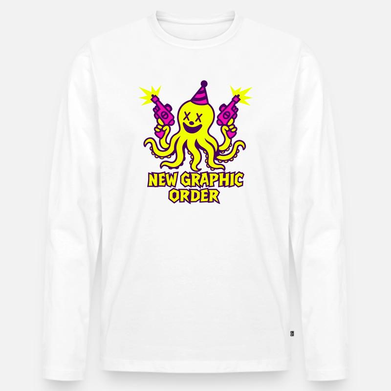 NGO Krake Neon Pop - Männer Premium Bio Langarmshirt - Weiß