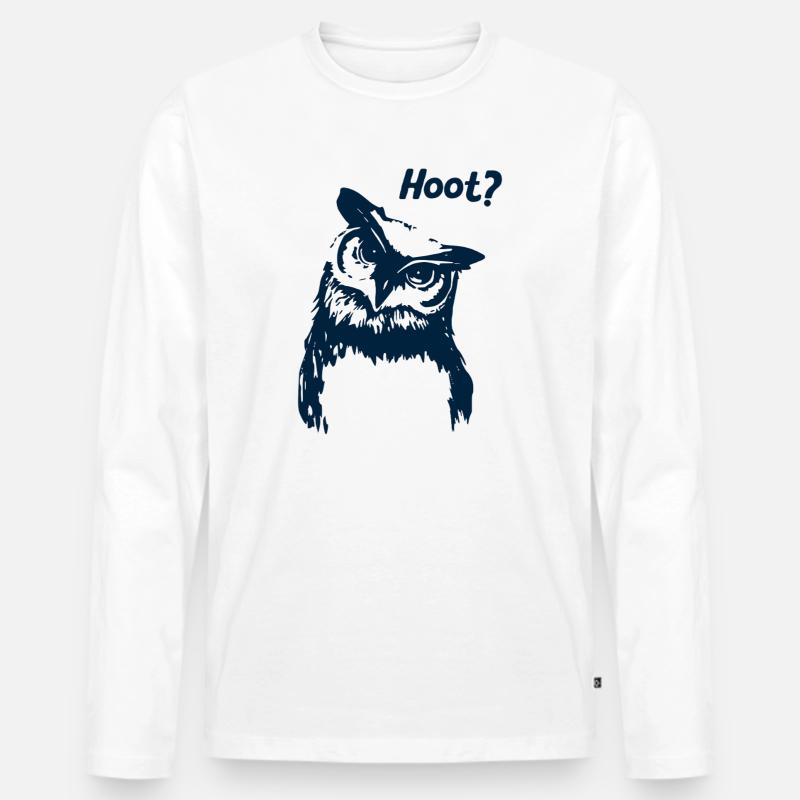 Hoot Eule - Männer Premium Bio Langarmshirt - Weiß