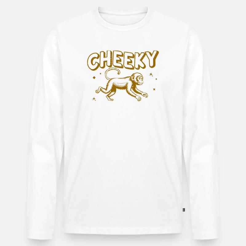 Verspielte freche Affe Illustration - Männer Premium Bio Langarmshirt - Weiß
