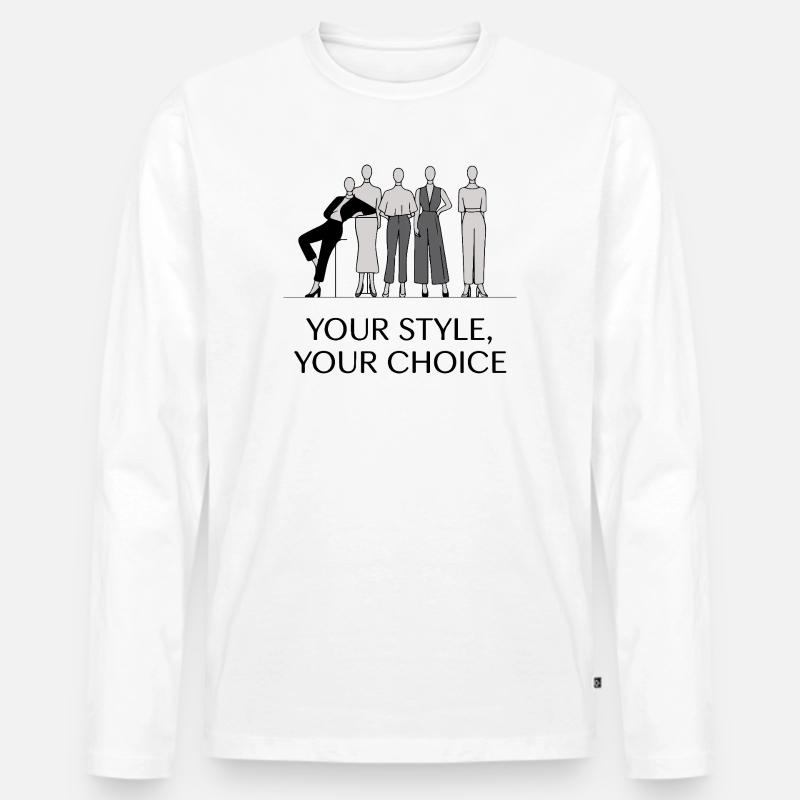 Elegantes monochromes Modeillustrationsset - Männer Premium Bio Langarmshirt - Weiß