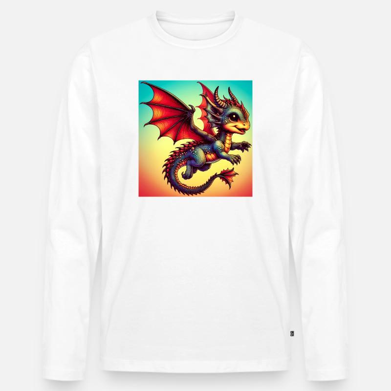 Drache - Männer Premium Bio Langarmshirt - Weiß