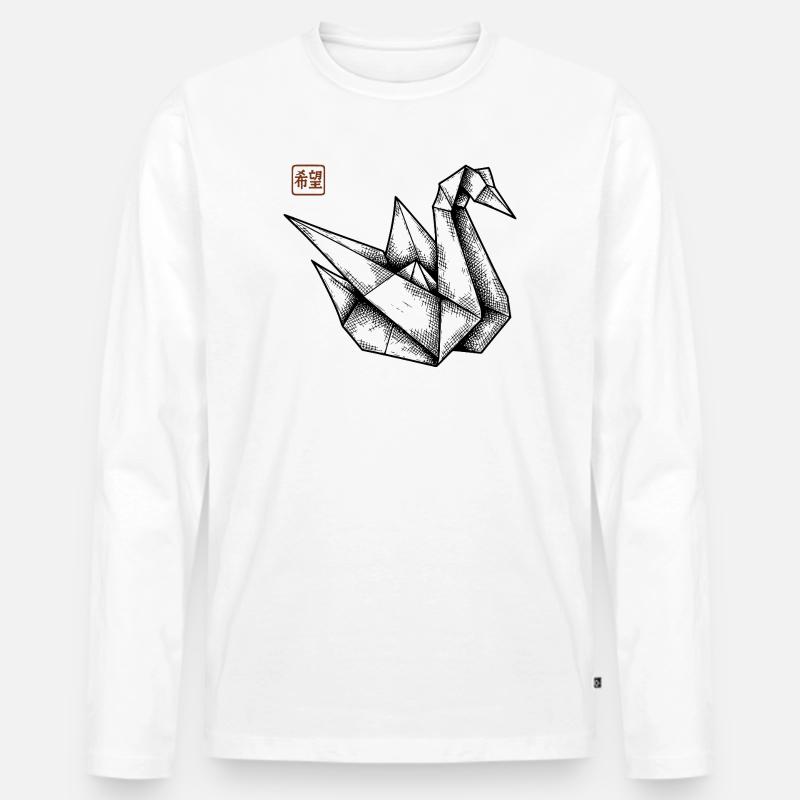 Origami Schwan - Männer Premium Bio Langarmshirt - Weiß