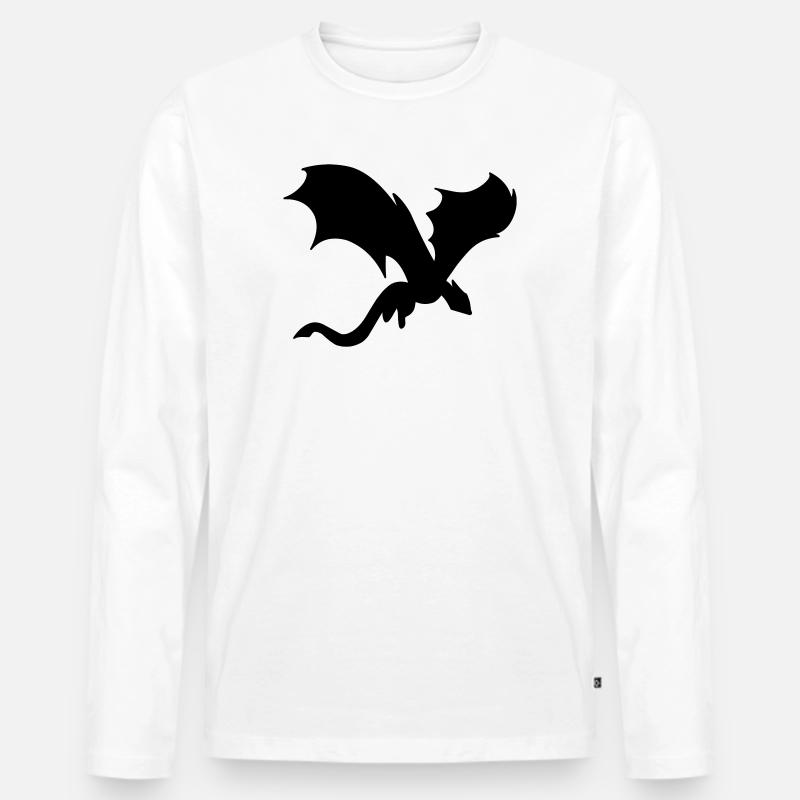 Schatten des mythischen Drachen - Männer Premium Bio Langarmshirt - Weiß