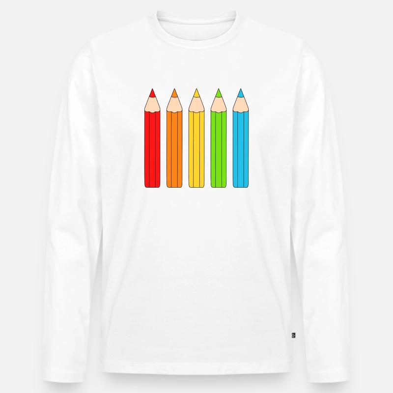 Lebendiges Farbstift-Array-Design - Männer Premium Bio Langarmshirt - Weiß
