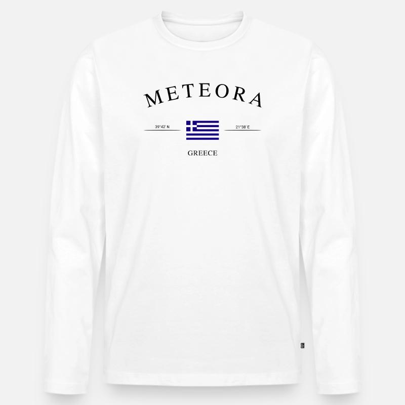 Meteora Griechenland – Urlaub Souvenir & Geschenk - Männer Premium Bio Langarmshirt - Weiß