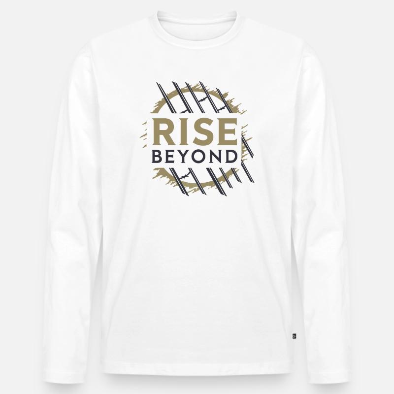 Rise Beyond – Motivations Design  - Männer Premium Bio Langarmshirt - Weiß