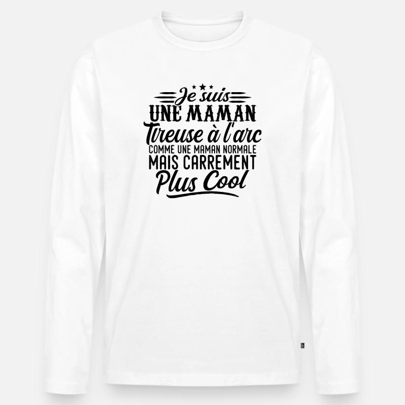Bogenschießen Mama: Normal, aber Badas - Männer Premium Bio Langarmshirt - Weiß