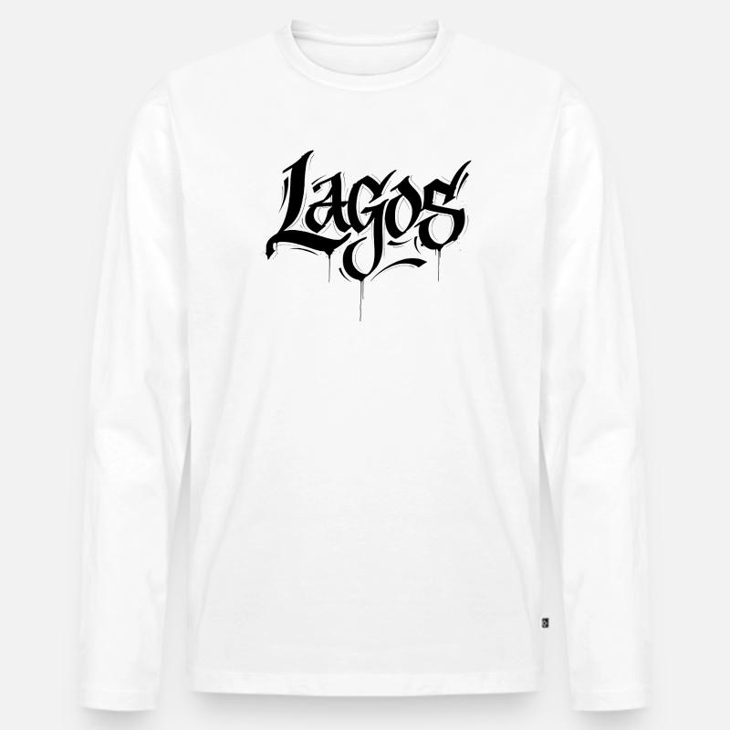 Lagos - Männer Premium Bio Langarmshirt - Weiß