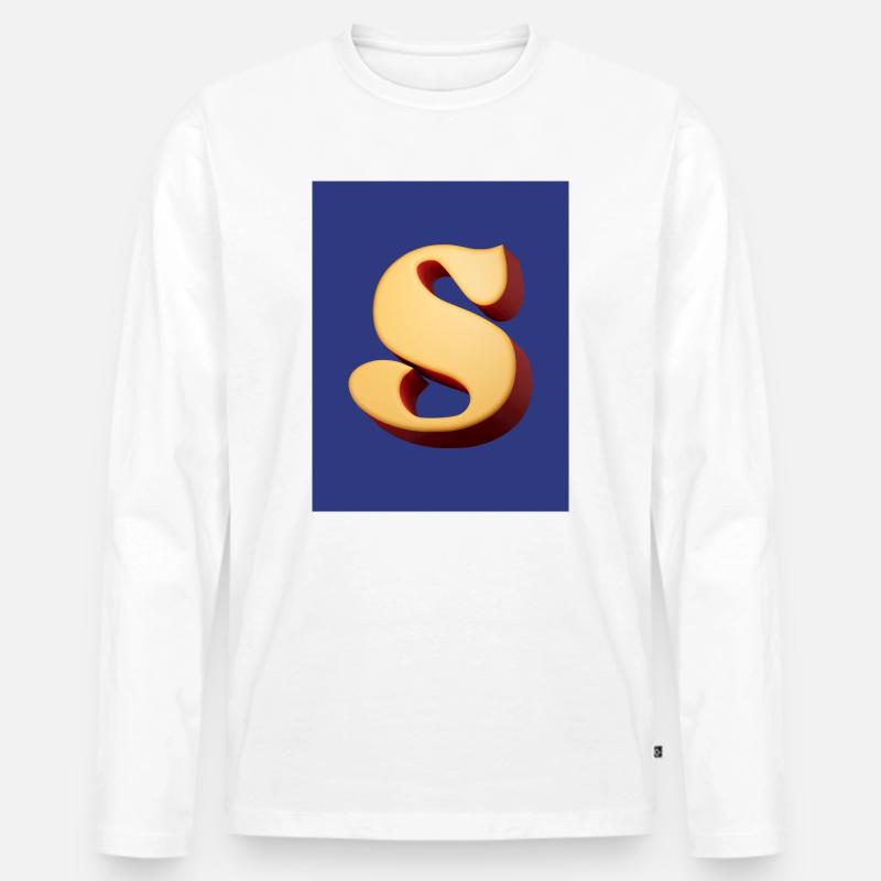 3D Hellbrauner Buchstabe S Look - Männer Premium Bio Langarmshirt - Weiß