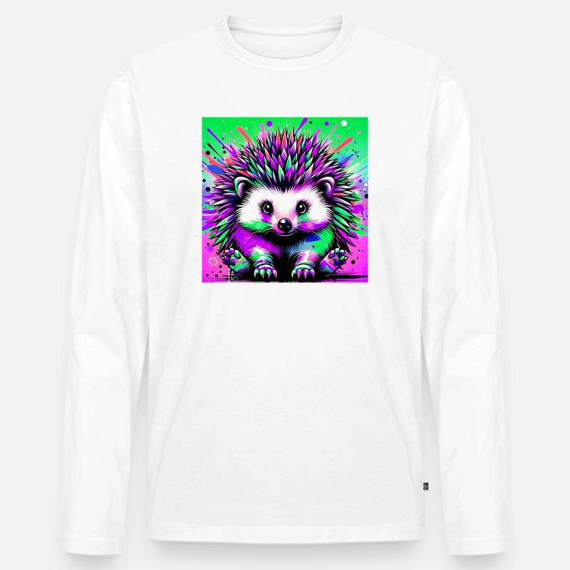 Igel - Männer Premium Bio Langarmshirt - Weiß