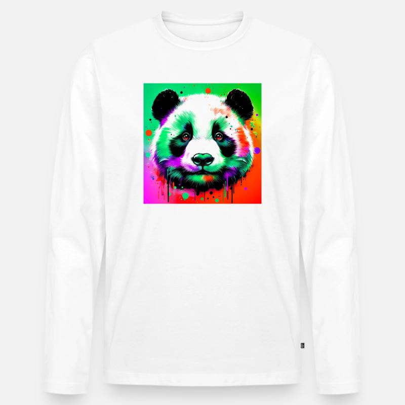 Panda - Männer Premium Bio Langarmshirt - Weiß