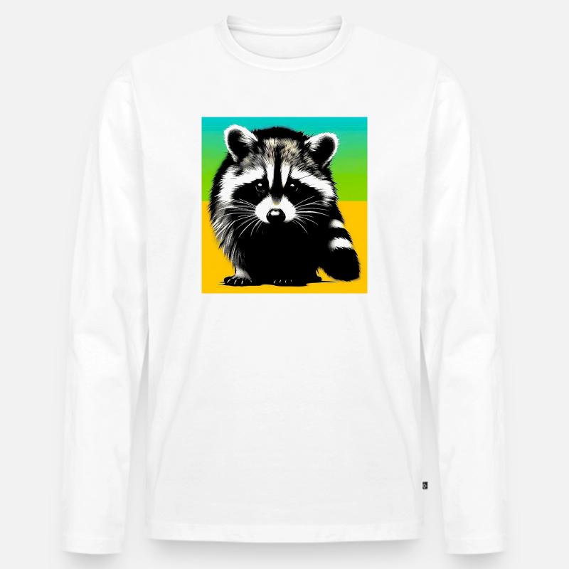 Waschbär - Männer Premium Bio Langarmshirt - Weiß