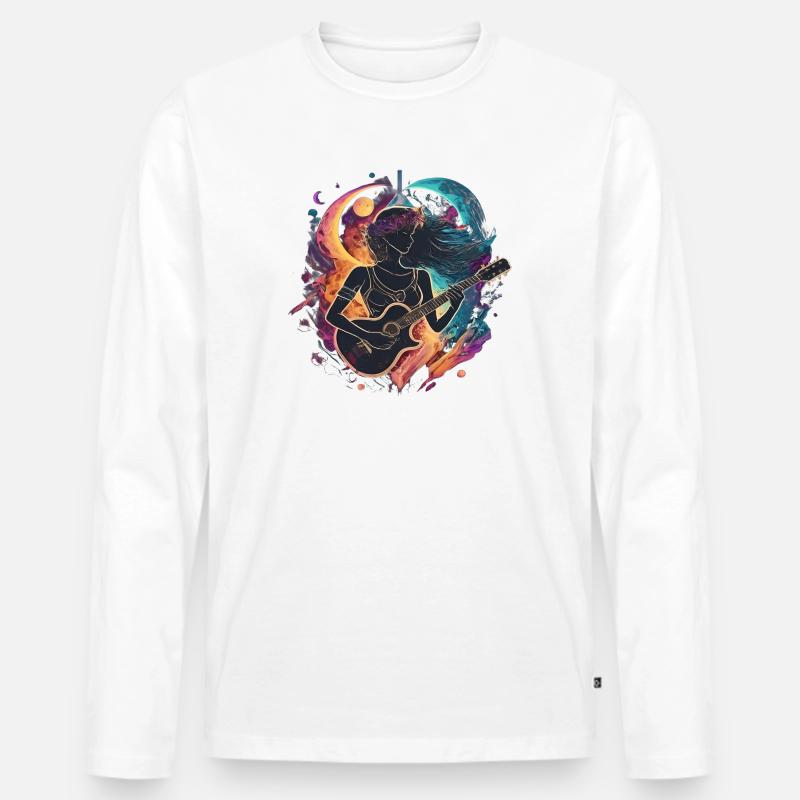 Himmlischer Gitarrist Kunst Illustration - Männer Premium Bio Langarmshirt - Weiß