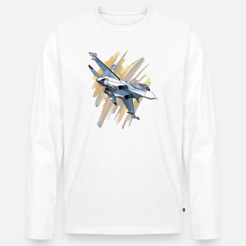 Kampfjet im Dynamikdesign - Männer Premium Bio Langarmshirt - Weiß