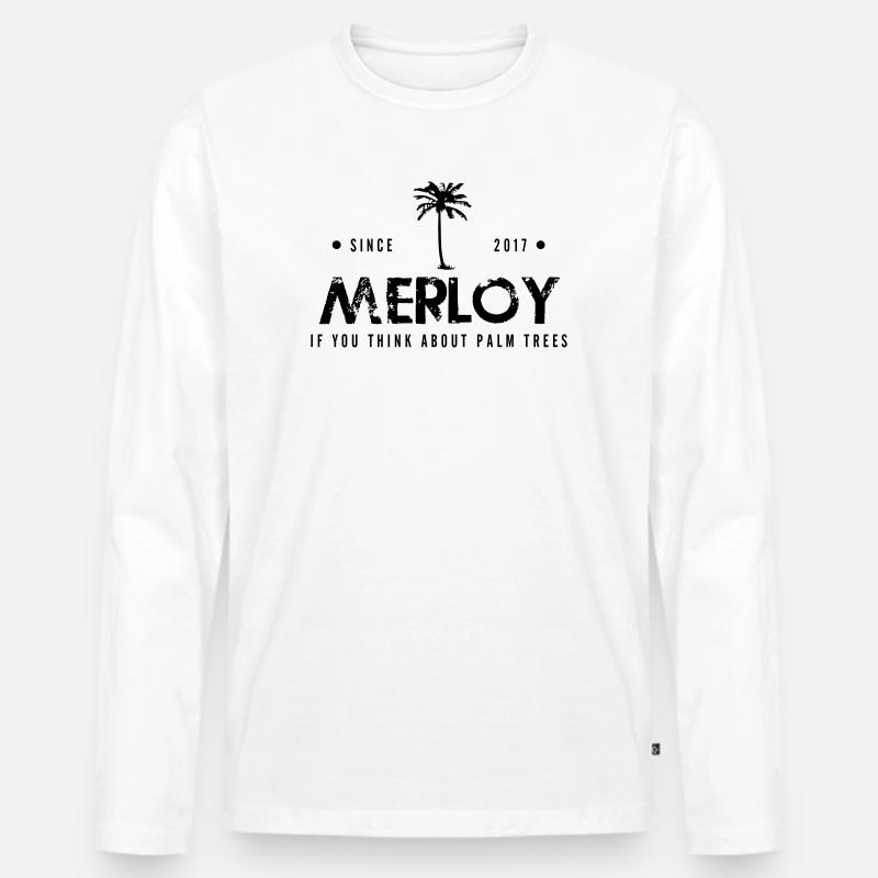 MERLOY - Männer Premium Bio Langarmshirt - Weiß