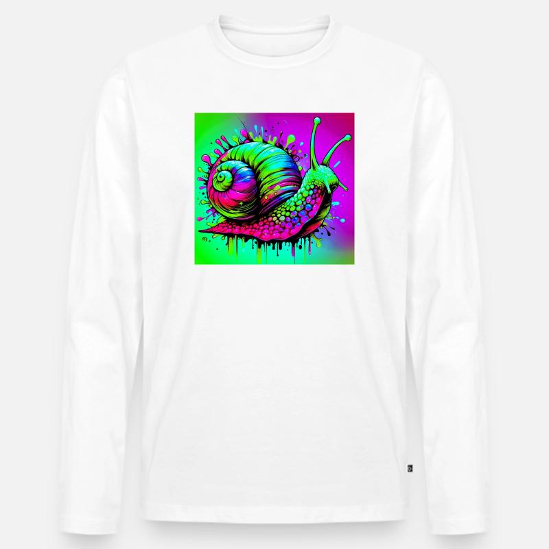 Schnecke - Männer Premium Bio Langarmshirt - Weiß