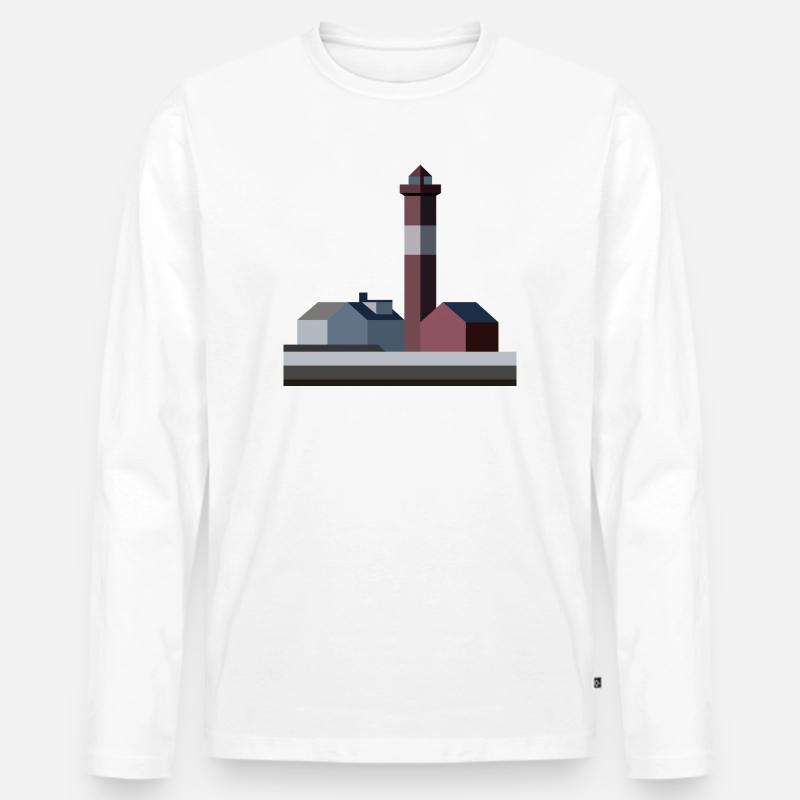 Stilisierter Seestern-Leuchtturm - Männer Premium Bio Langarmshirt - Weiß