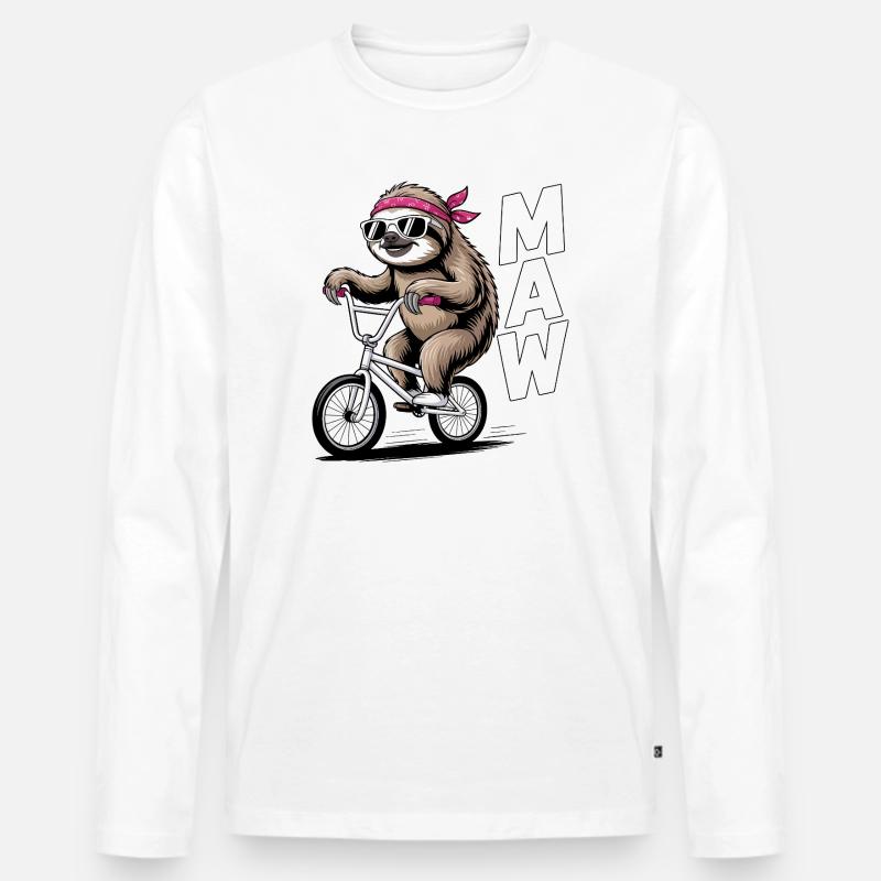 BMX-Faultier-Bandana - Männer Premium Bio Langarmshirt - Weiß