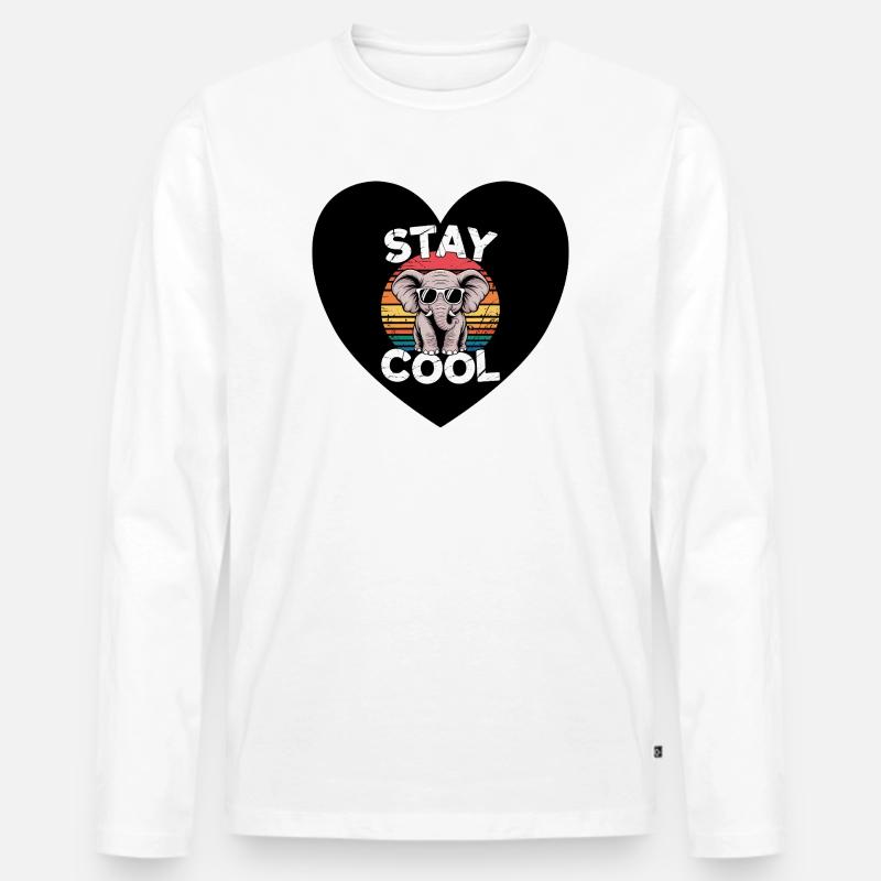 Cool bleiben Elefant Retro - Männer Premium Bio Langarmshirt - Weiß