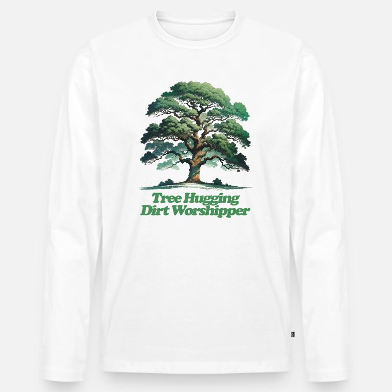 Baumumarmender Dreckflüsterer T-Shirt Design - Männer Premium Bio Langarmshirt - Weiß