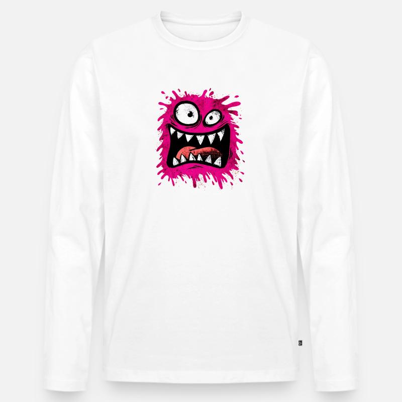 Buntes psychedelisches Monster - Männer Premium Bio Langarmshirt - Weiß