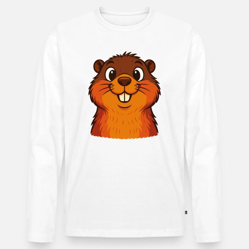 Lustiges Eichhörnchen - Männer Premium Bio Langarmshirt - Weiß