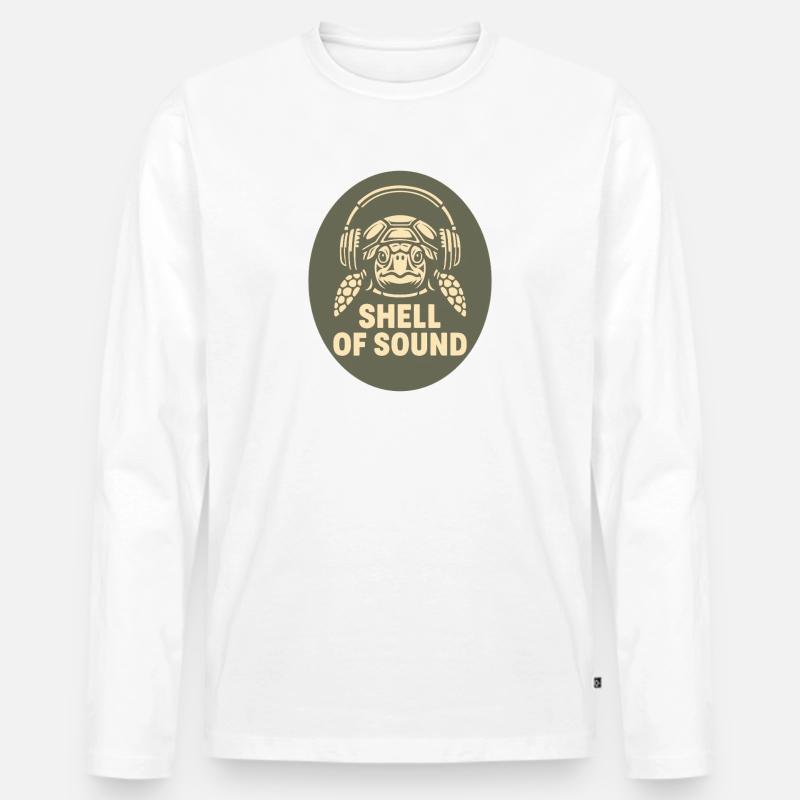 Turtle mit Kopfhörer - Männer Premium Bio Langarmshirt - Weiß