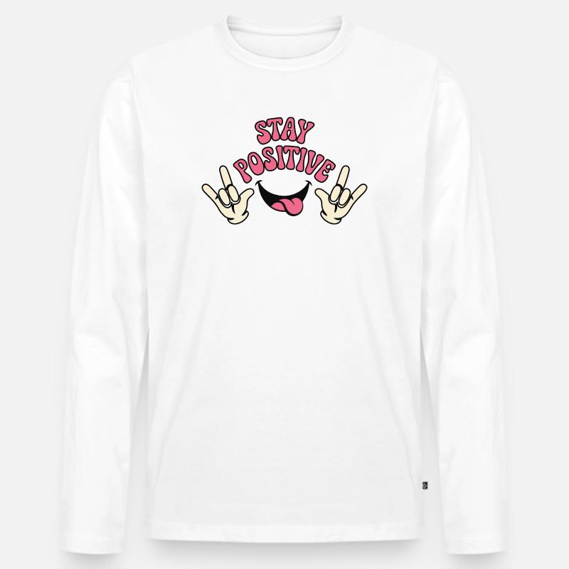 Verspieltes positives Vibes-Typografie-Design - Männer Premium Bio Langarmshirt - Weiß