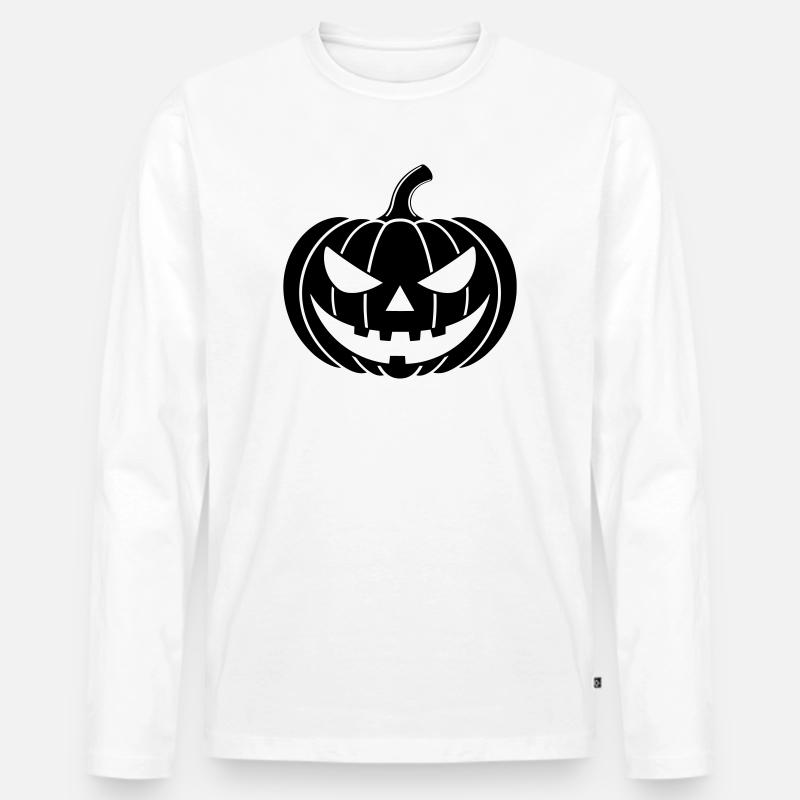 Kürbis Grusel Illustration - Männer Premium Bio Langarmshirt - Weiß