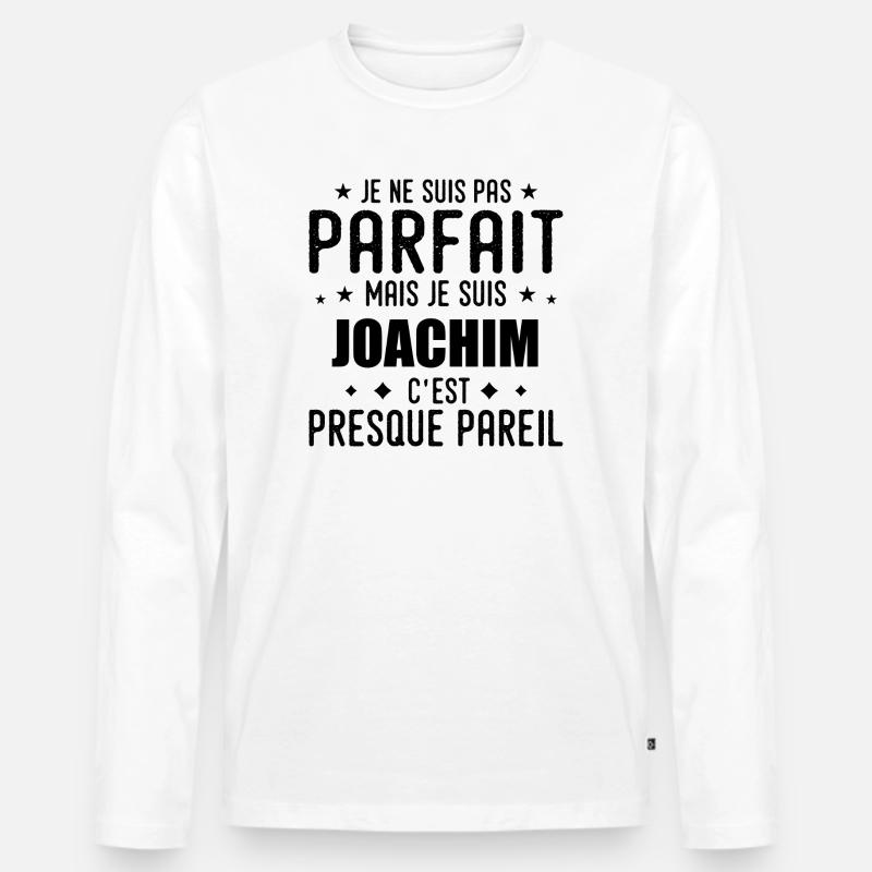 Joachim: authentisch, unvollkommen, oben, perfekt - Männer Premium Bio Langarmshirt - Weiß