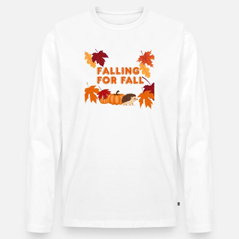 Falling Fall - Männer Premium Bio Langarmshirt - Weiß