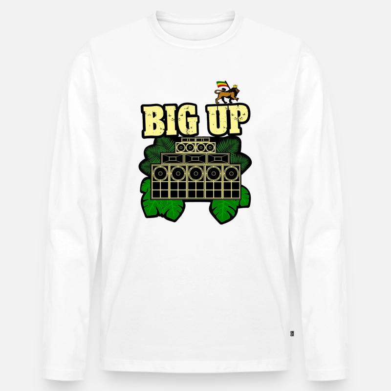 Reggae Big Up Soundsystem - Männer Premium Bio Langarmshirt - Weiß